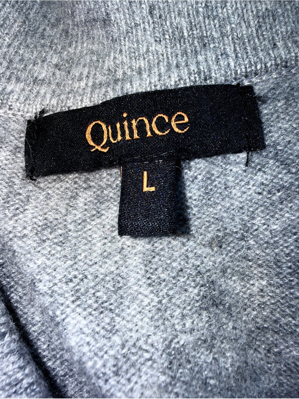Quince Light Gray Cashmere  V-Neck Collared Women's Sweater - Picture 3 of 7